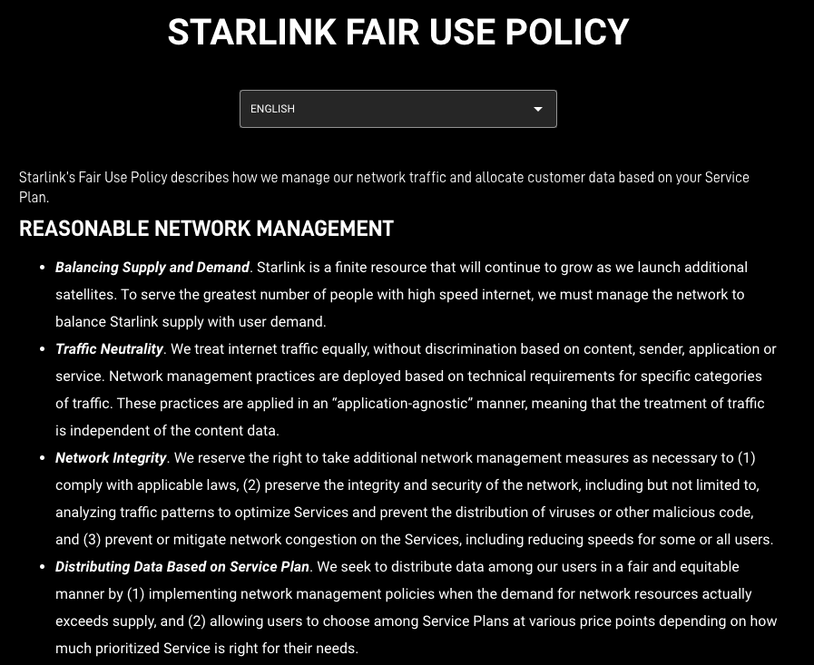 Starlink Introduces New TOS With Fair Use Policy - Data Cap Coming 