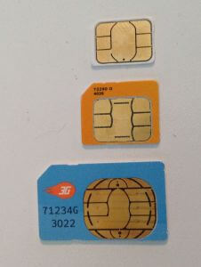 Nano, Micro, and Mini SIM cards.