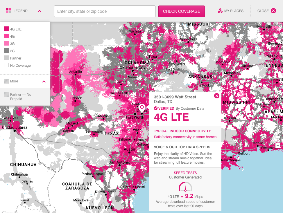 t mobile lte network map