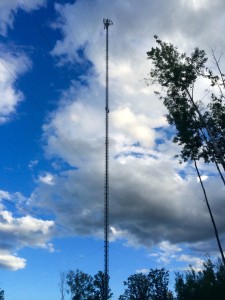 Thanks to the curvature of the earth, even the tallest cell towers are essentially impossible to see more than 20 miles away.