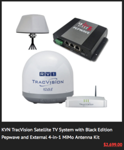 MaxxFi's latest bundle includes an auto-aiming TracVision satellite TV dish as part of the package.