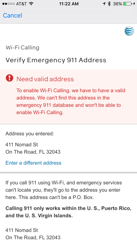 Deciding what address to enter for 911 calls can be tricky for nomads. 