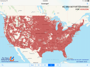 From the October 2015 release of our iOS app 'Coverage? - showing 4G coverage for Verizon. 