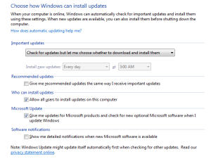 In the Windows control panel, make sure that "Recommended Updates" is no longer checked, and you may also want to opt-out of automatically installing important updates too.