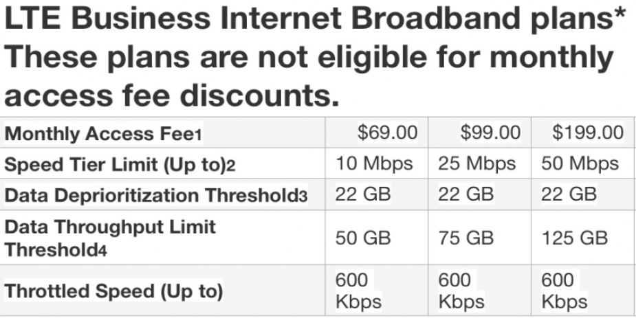 verizon business plans internet