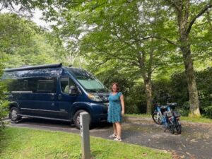 Mt Pisgah Campground Cherie In Front of Blooper