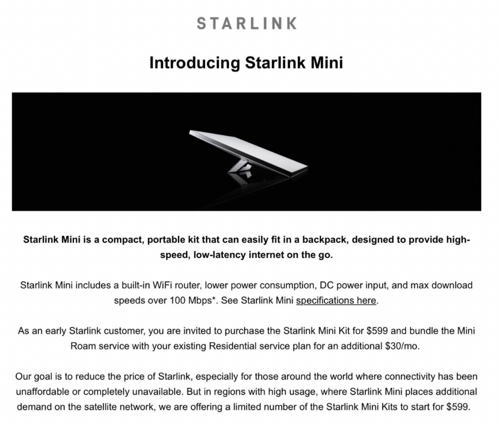 starlink mini email invite wide
