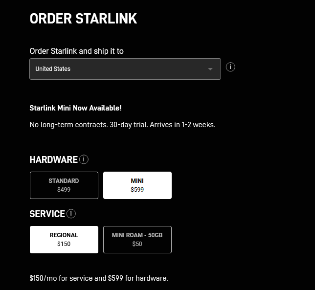 screenshot starlink mini available mobile regional plan july 2024