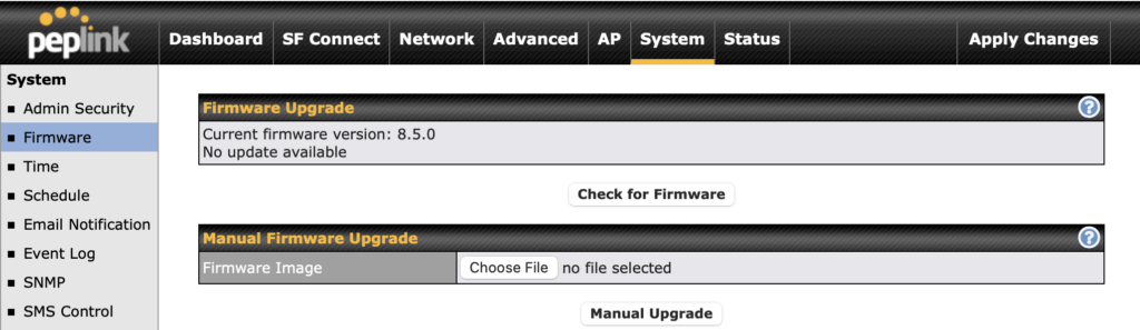 peplink firmware 8.5 upgrade