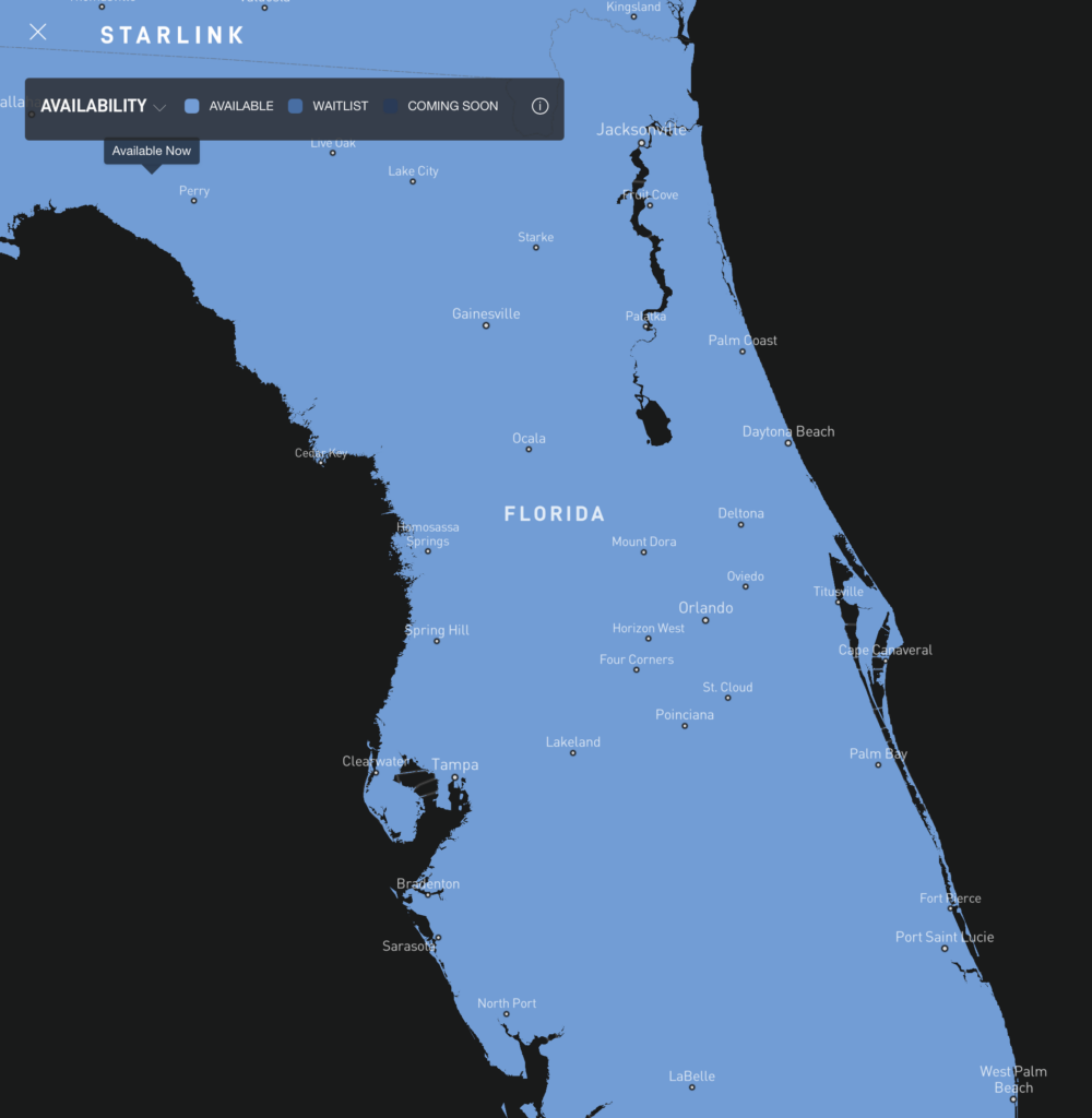 starlink fl land water