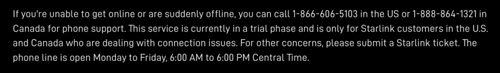 starlink customer support phone number